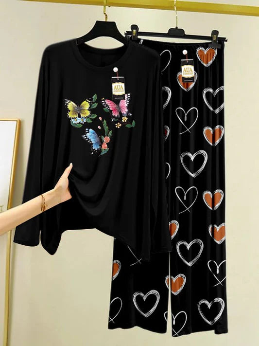 Peach Women Printed Night Suit Set
