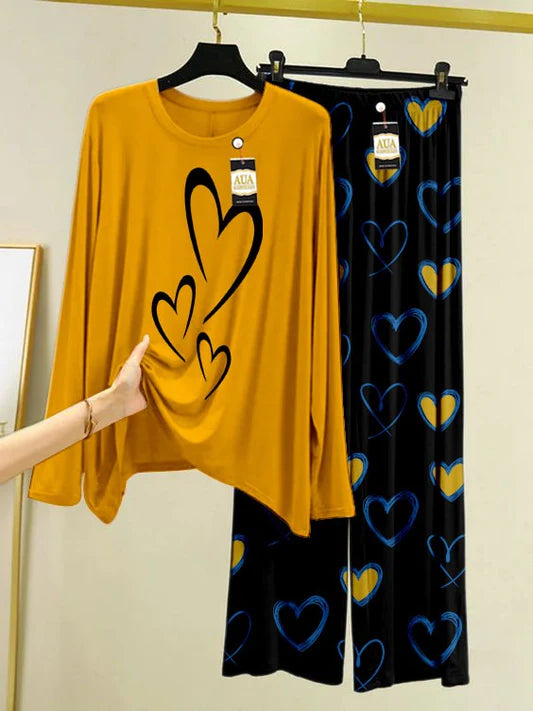 Peach Women Printed Night Suit Set