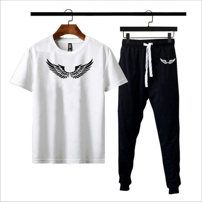New Trendy Black & White T-shirt & Trouser Printed Tracksuit