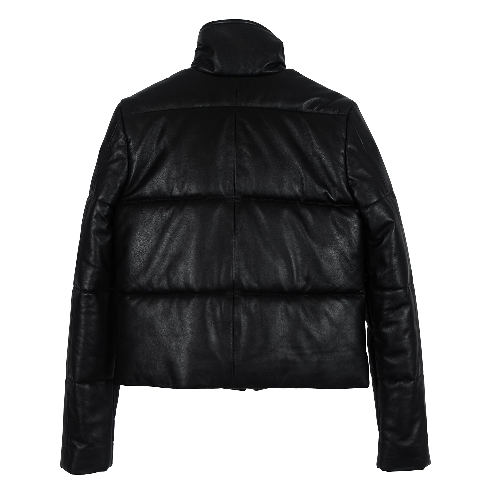 Black Puffer Leather Jacket