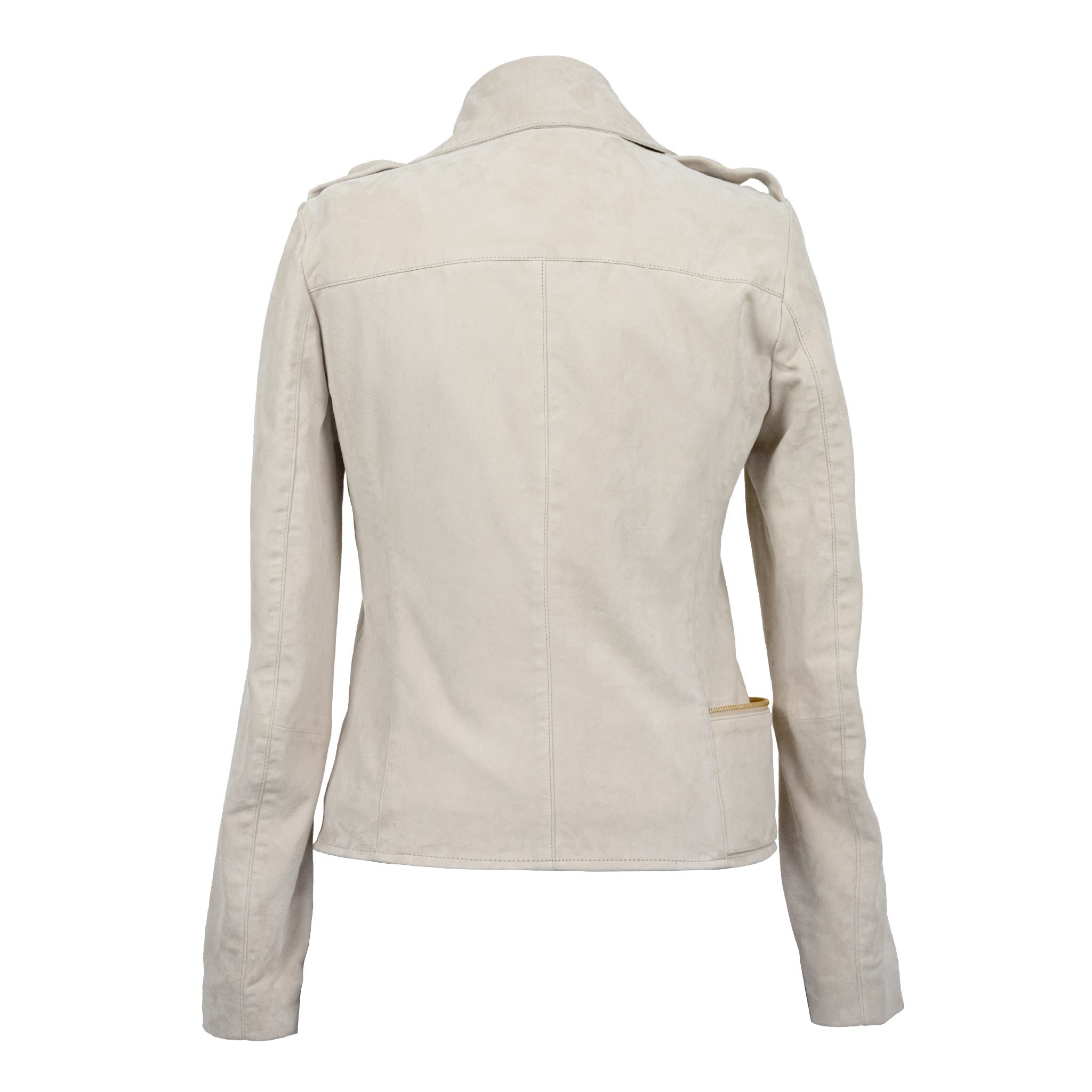 Beige Aura Goat Suede Leather Jacket