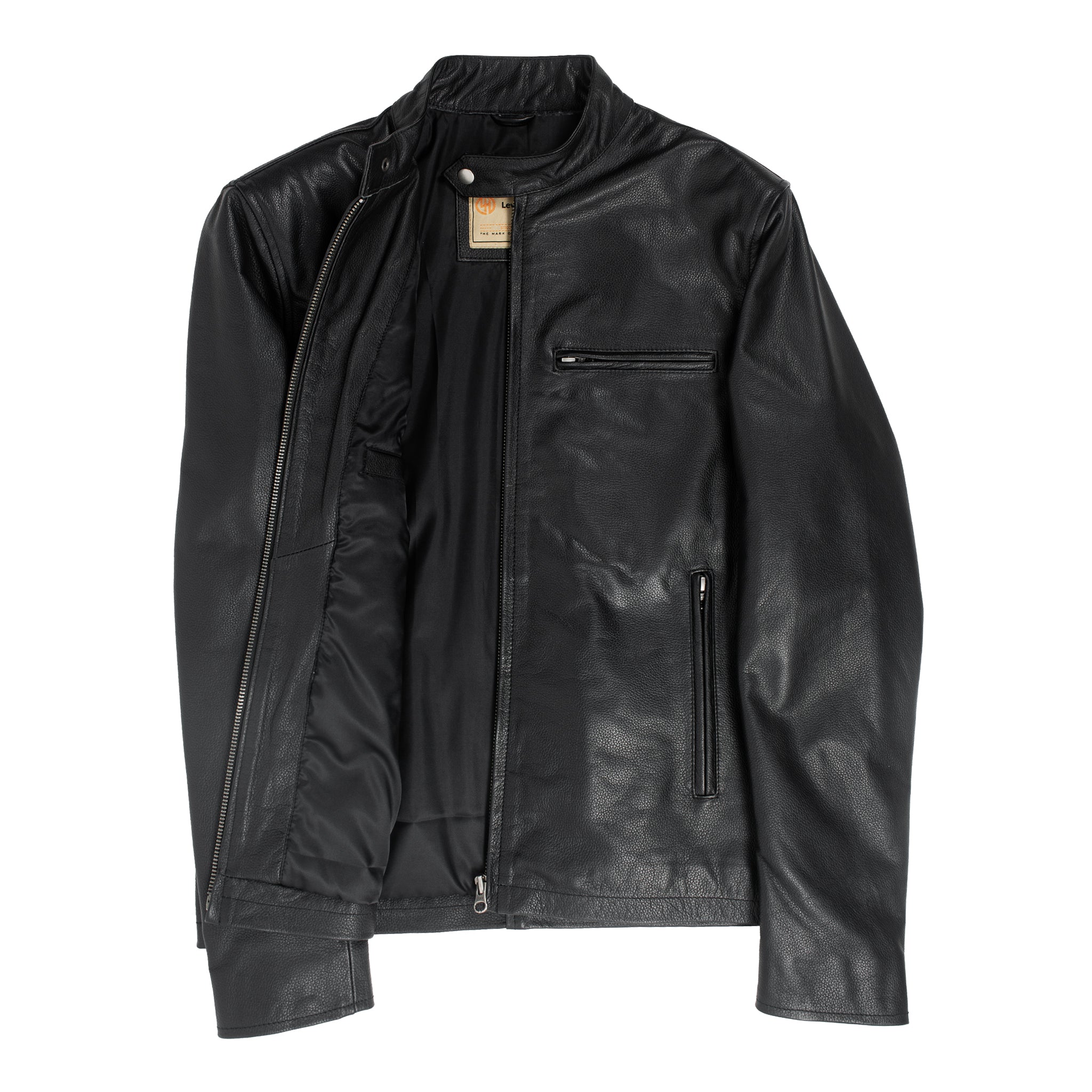 Black Calfskin Leather Biker Jacket