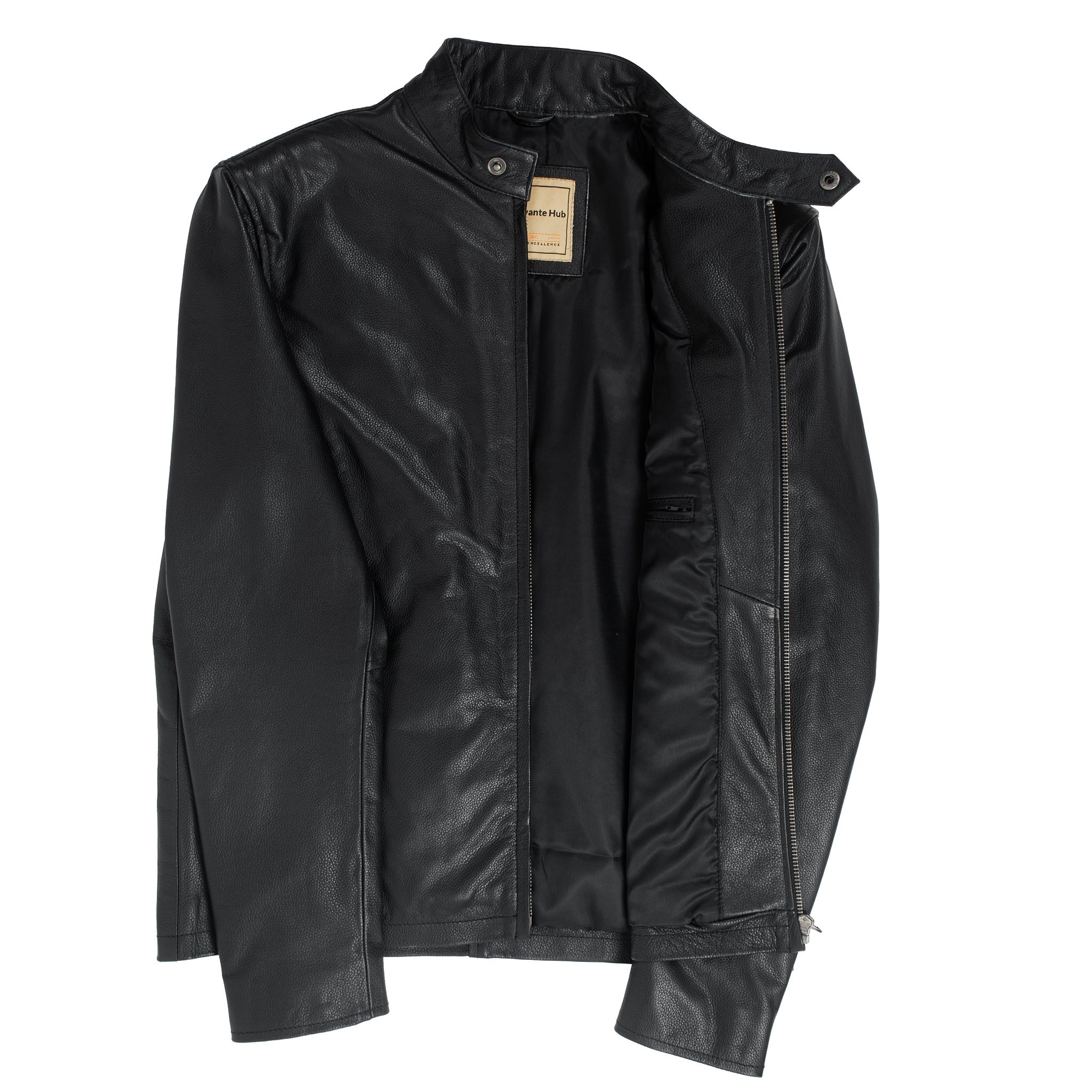 Black Calfskin Leather Biker Jacket