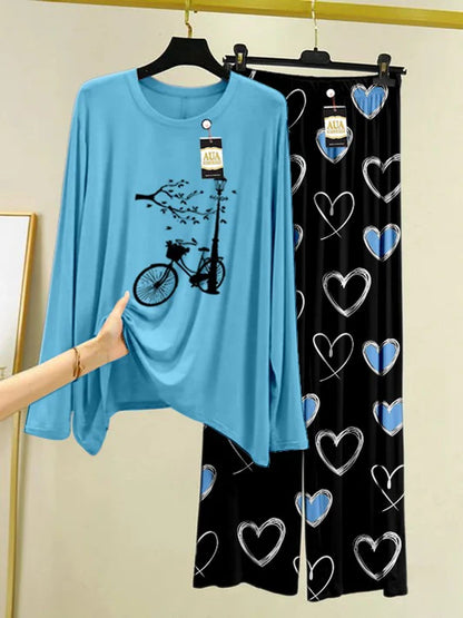 Peach Women Printed Night Suit Set