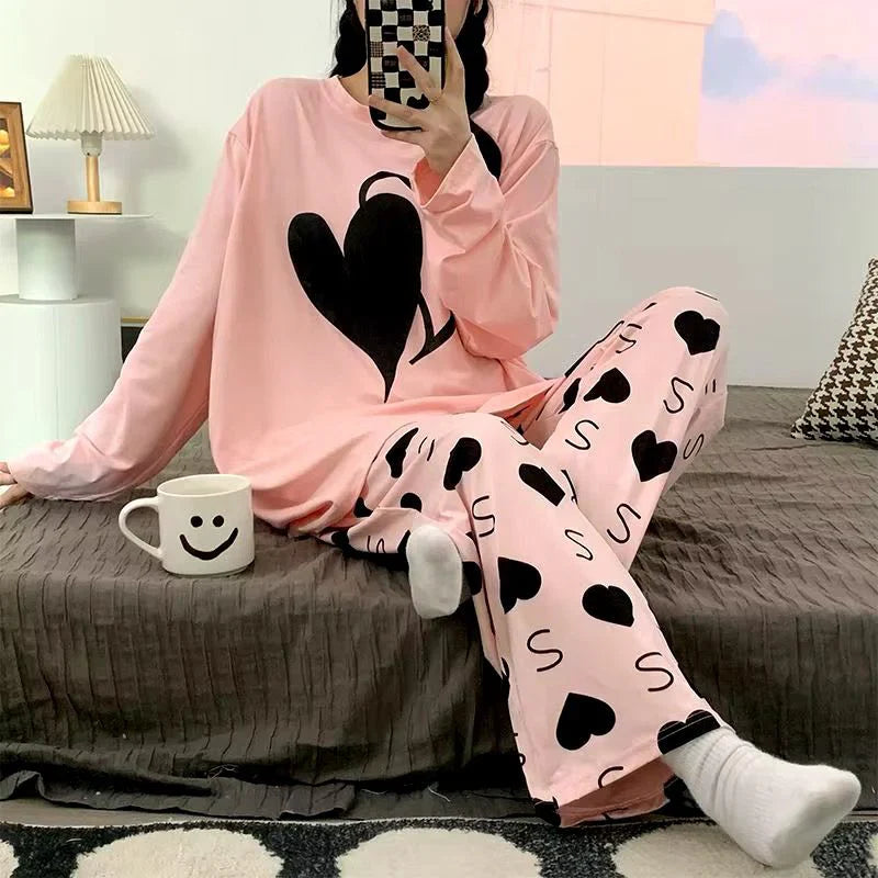 Peach Women Printed Night Suit Set