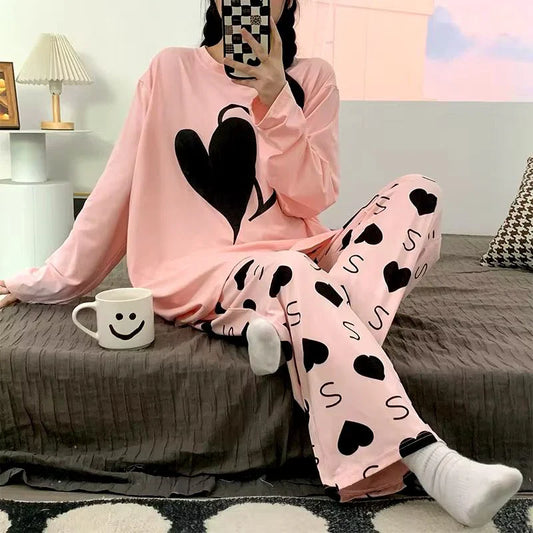 Peach Women Printed Night Suit Set
