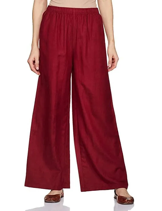⭐Pack of 2⭐Pure Soft Viscose Rayon Palazzo Pants for Women